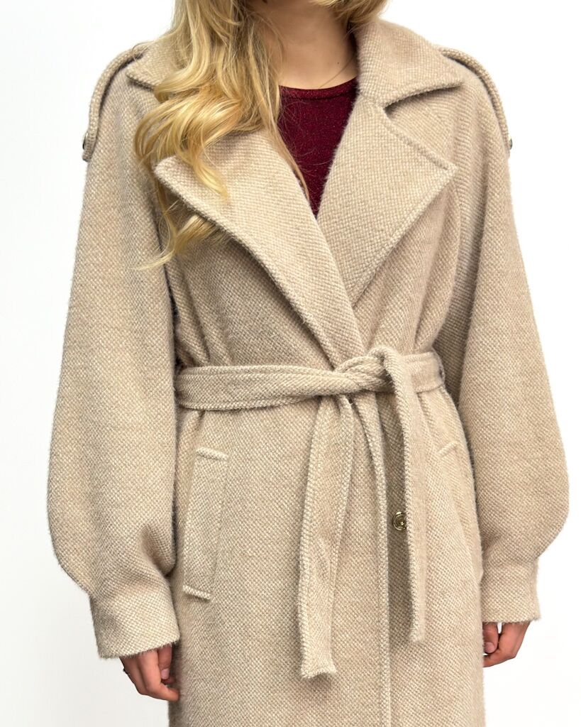 PIASKOWY DŁUGI PŁASZCZ DAMSKI SILENCE SD5070 - obrazek 2