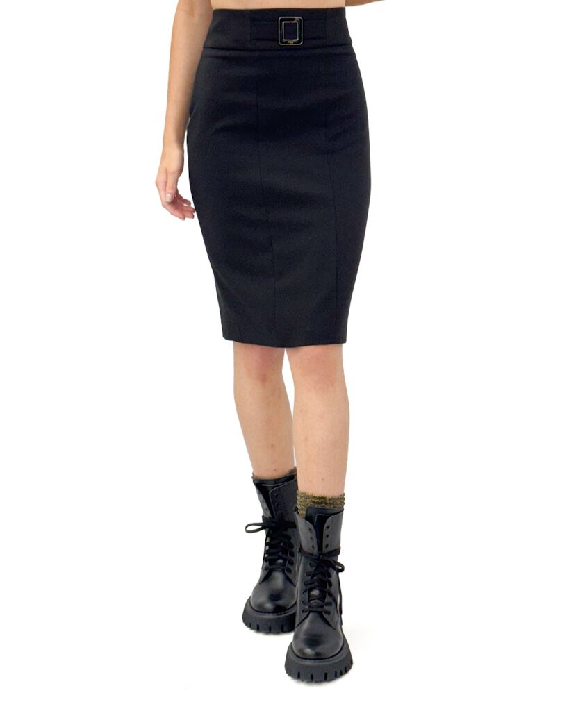 OŁÓWKOWA CZARNA SPÓDNICA MIDI ARTIGLI ACGO003009