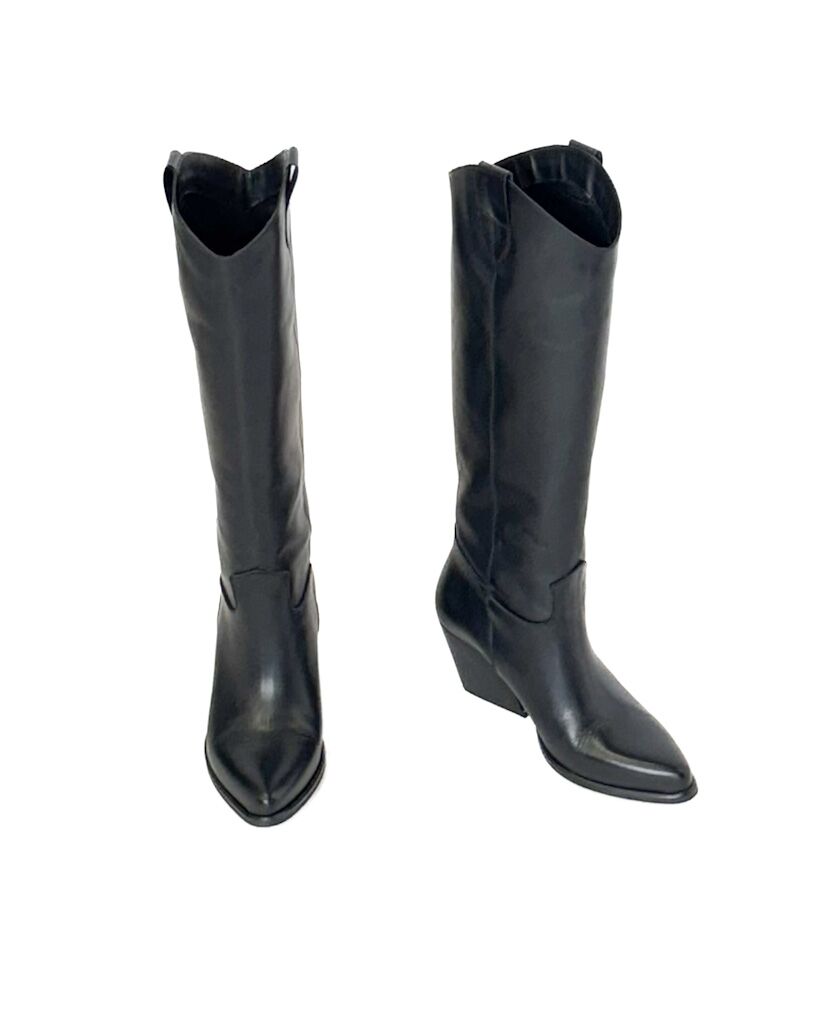 CZARNE SKÓRZANE KOWBOJKI ITALY 605