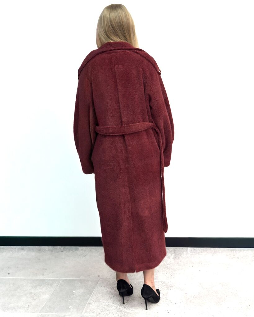 DŁUGI PŁASZCZ KOŻUSZEK BORDOWY SILENCE SD5070 - obrazek 5