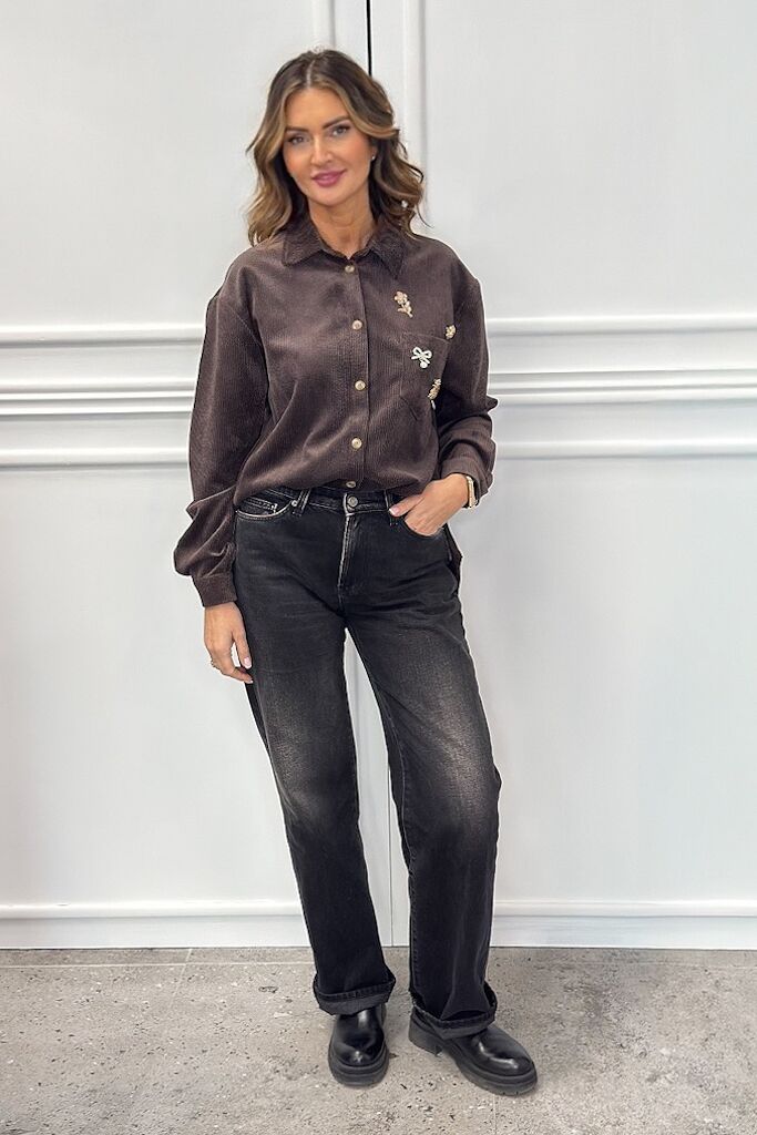 Czekoladowa koszula damska ze sztruksu Pia B Ledifa