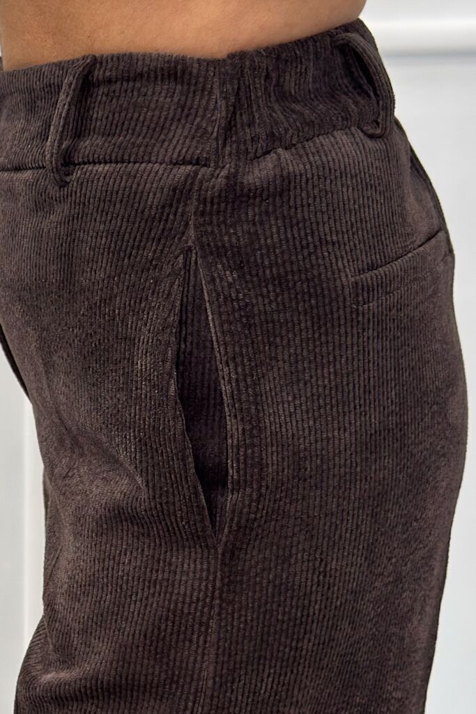 Czekoladowe spodnie ze sztruksu Pia B Pedifa - obrazek 5