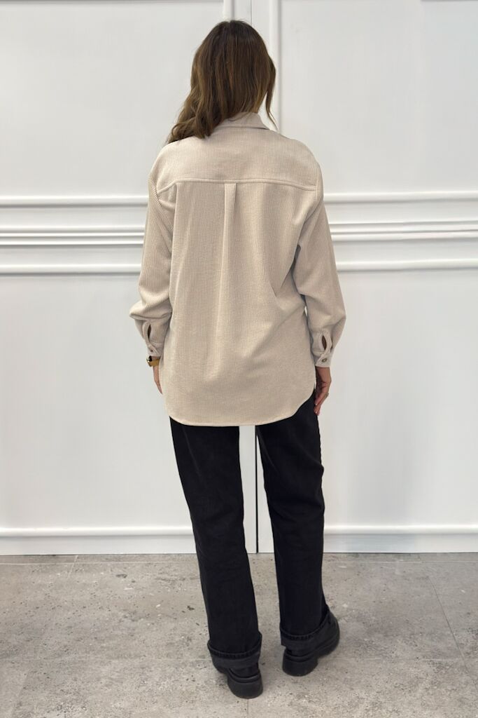 Kremowa koszula damska ze sztruksu Pia B Ledifa - obrazek 5