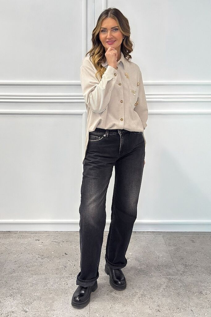 Kremowa koszula damska ze sztruksu Pia B Ledifa