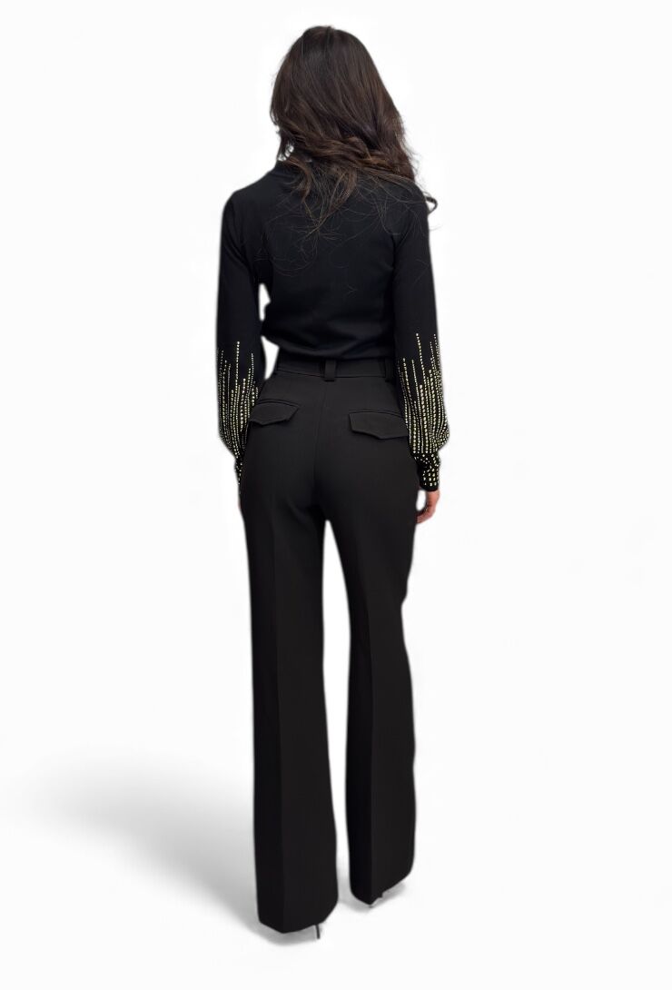 Czarny sweter ze złotymi dżetami Artigli Acma002879 - obrazek 5