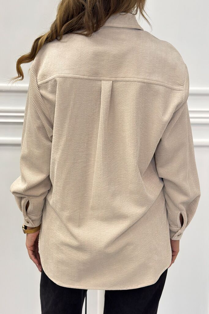 Kremowa koszula damska ze sztruksu Pia B Ledifa - obrazek 3