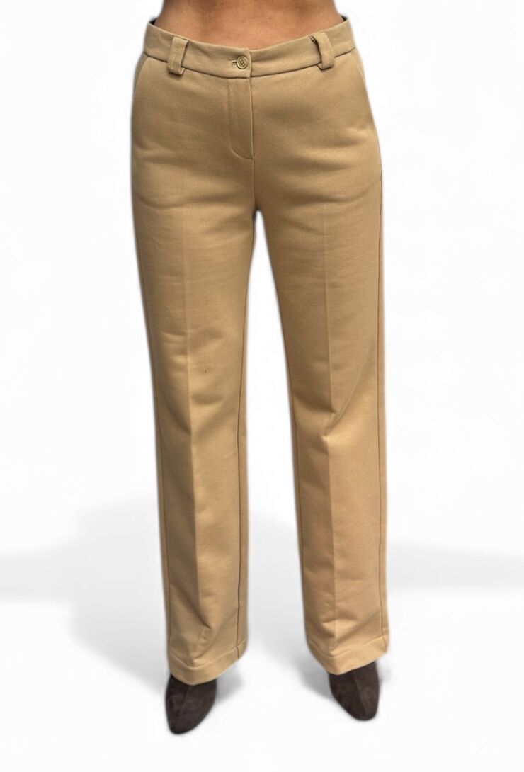 Camelowe spodnie z materiału Maryley 25IB503 - obrazek 2