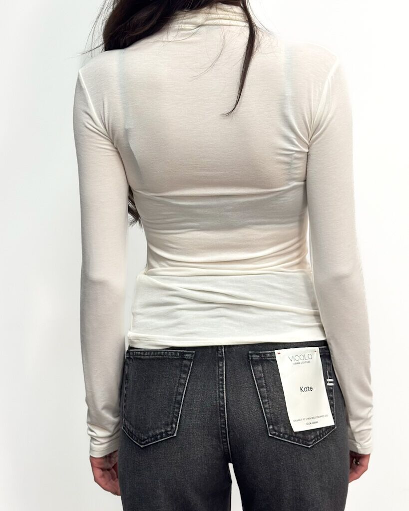 Kremowy cienki golf damski Imperial TR11KNY - obrazek 3