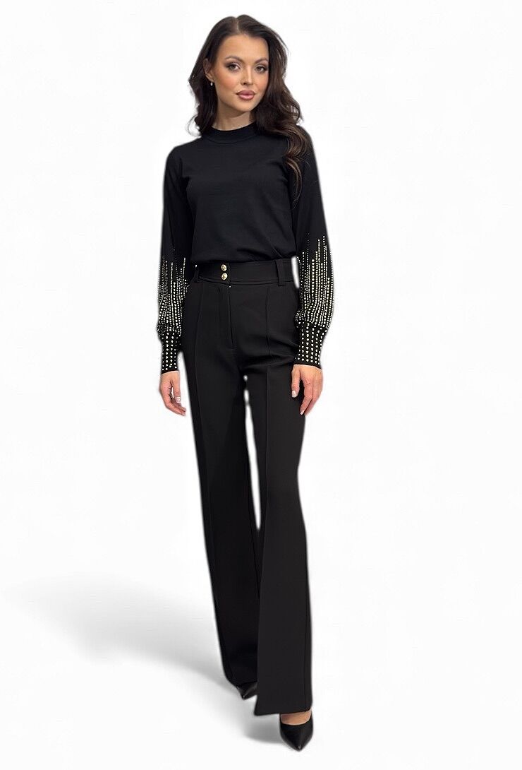 Czarny sweter ze złotymi dżetami Artigli Acma002879