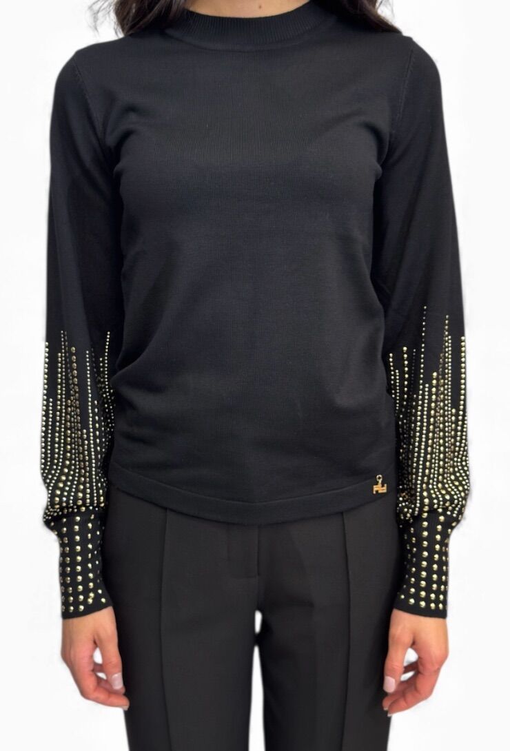 Czarny sweter ze złotymi dżetami Artigli Acma002879 - obrazek 2