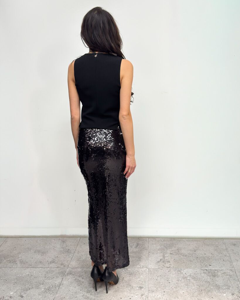 Długa czarna spódnica z cekinów Imperial GLV8INL - obrazek 5