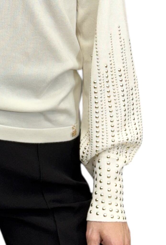 Kremowy sweter ze złotymi dżetami Artigli Acma002879 - obrazek 2