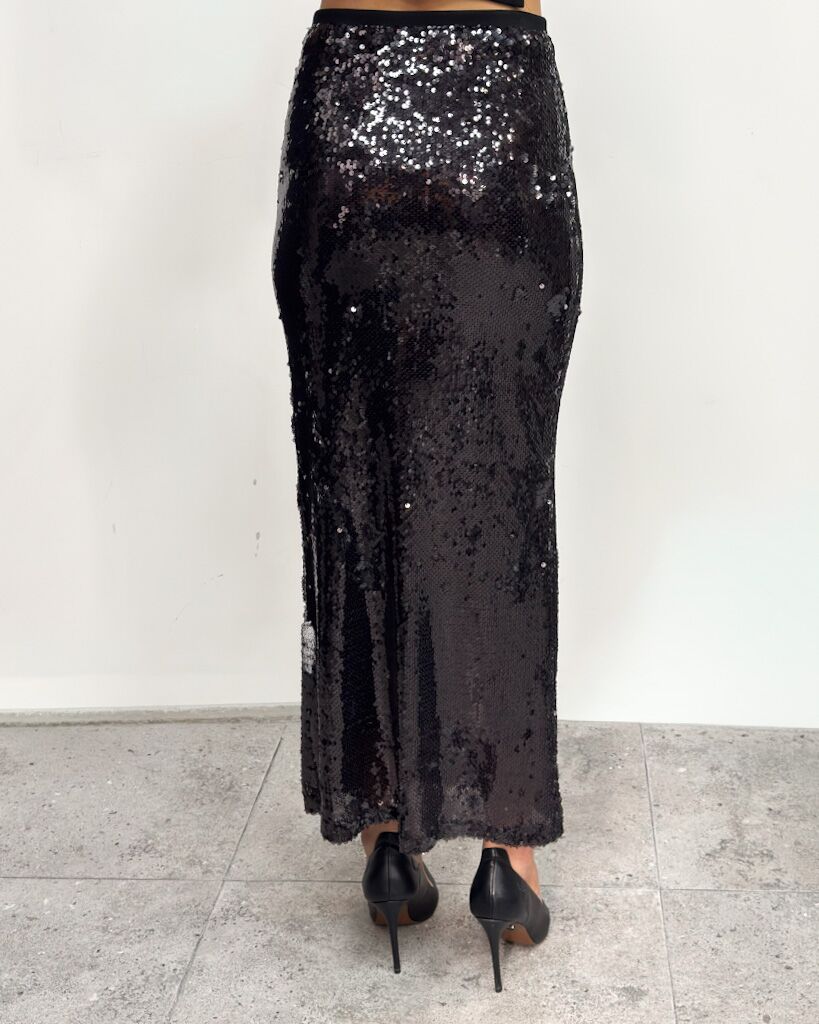 Długa czarna spódnica z cekinów Imperial GLV8INL - obrazek 4