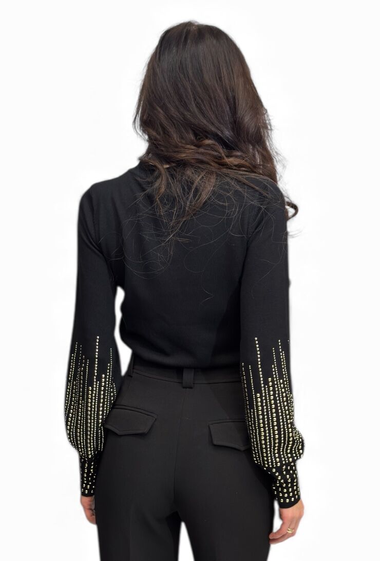 Czarny sweter ze złotymi dżetami Artigli Acma002879 - obrazek 3