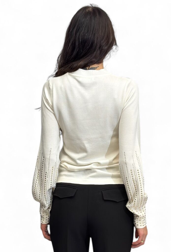 Kremowy sweter ze złotymi dżetami Artigli Acma002879 - obrazek 4