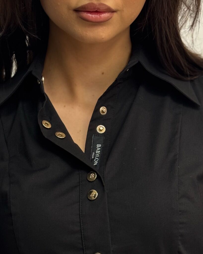 Czarna dopasowana koszula Babylon S00356 - obrazek 4