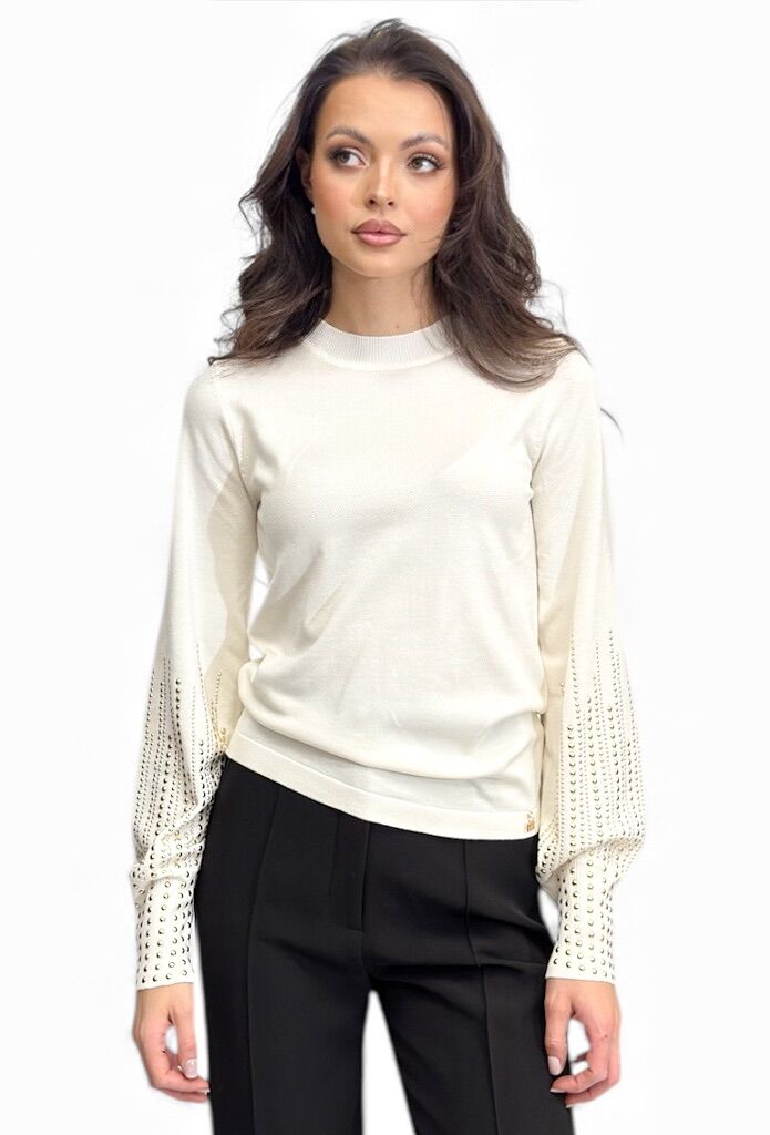 Kremowy sweter ze złotymi dżetami Artigli Acma002879
