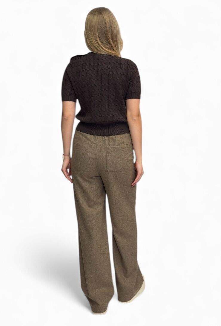 Spodnie z materiału taupe z domieszką wełny Vicolo TF1999 - obrazek 3