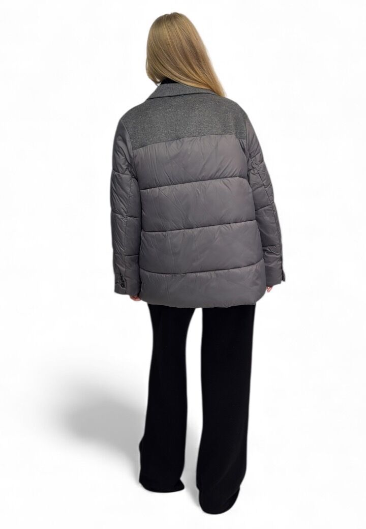 Szara kurtka krótki płaszcz pikowany damski Vicolo TF0038 - obrazek 3