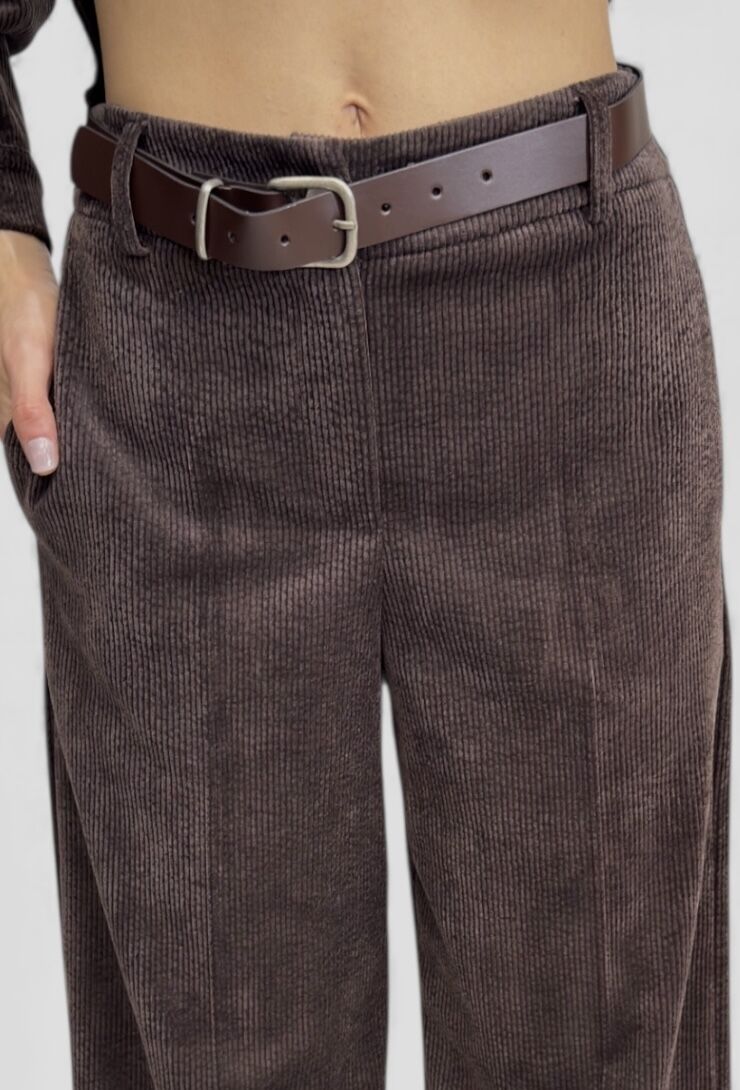 Czekoladowe spodnie ze sztruksu Pia B Pedifa - obrazek 5
