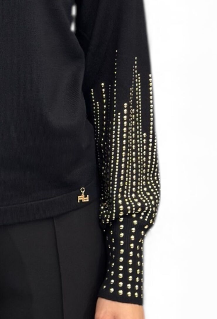 Czarny sweter ze złotymi dżetami Artigli Acma002879 - obrazek 4