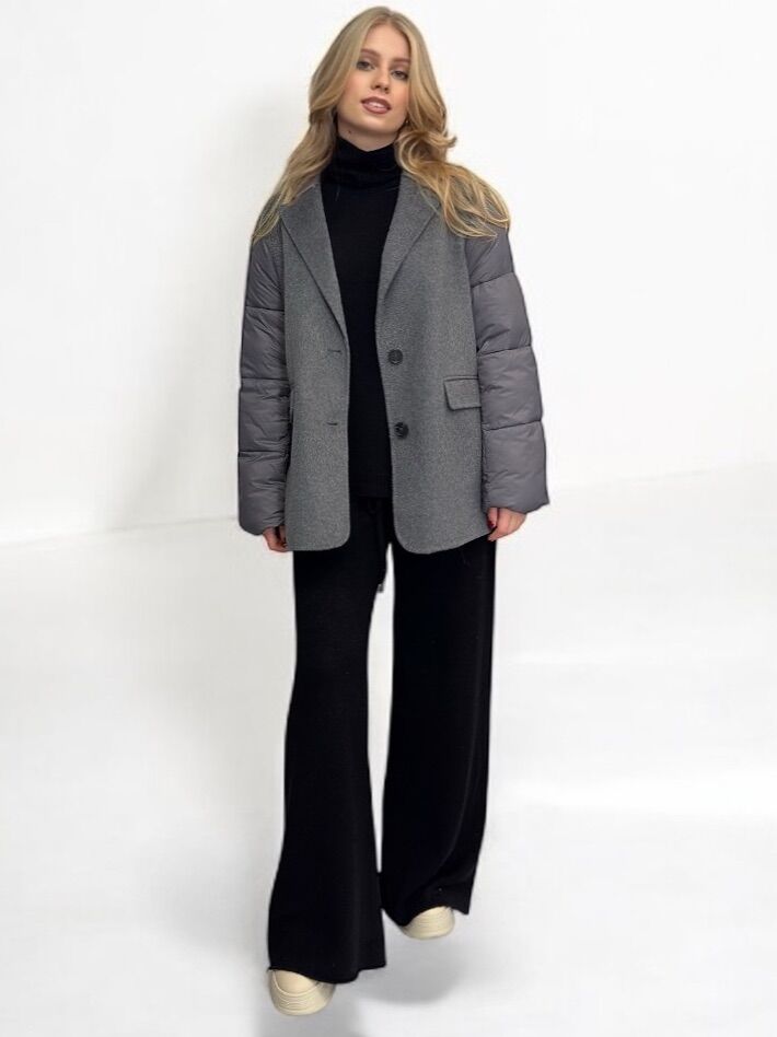 Szara kurtka krótki płaszcz pikowany damski Vicolo TF0038