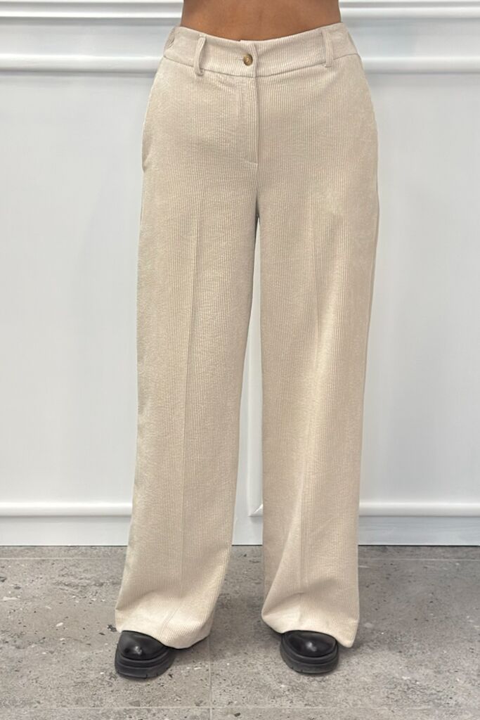 Kremowe spodnie ze sztruksu Pia B Pedifa - obrazek 2