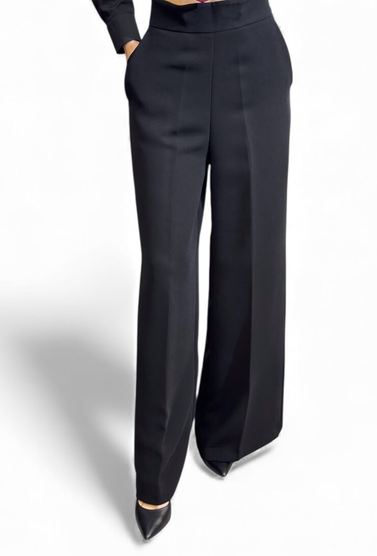 Czarne spodnie z materiału z szeroką nogawką Silence PA2214