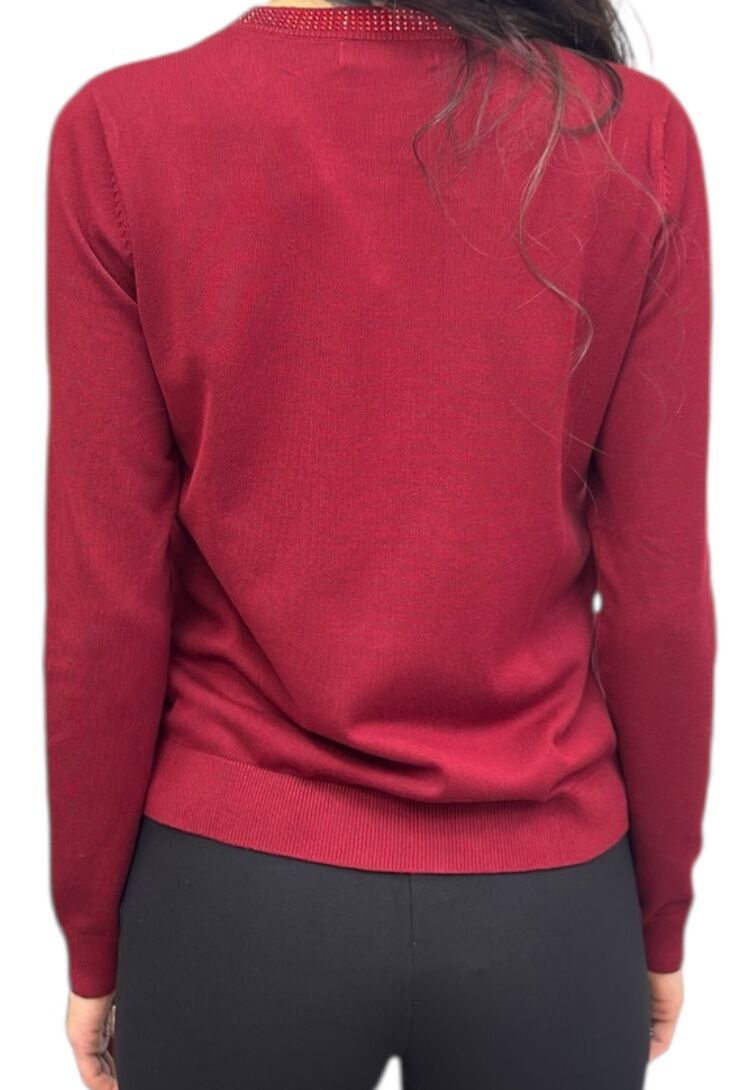 Bordowy sweter kardigan zapinany na napy Artigli ACMA002875 - obrazek 3