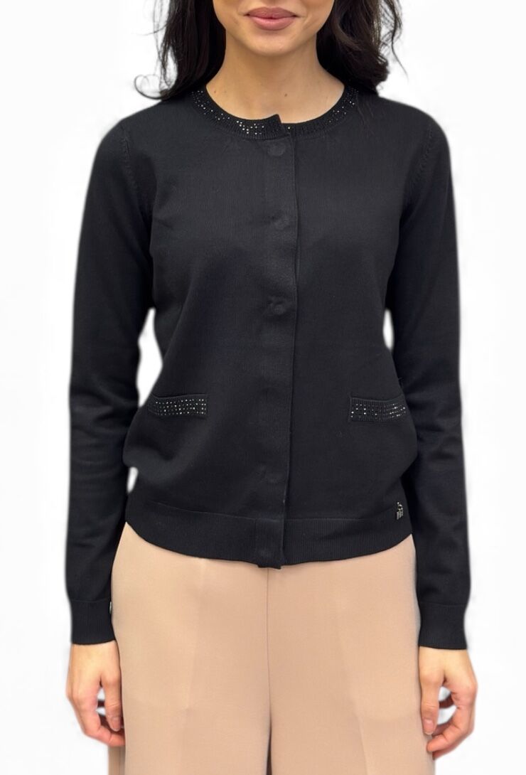 Czarny sweter kardigan zapinany na napy Artigli ACMA002875 - obrazek 2