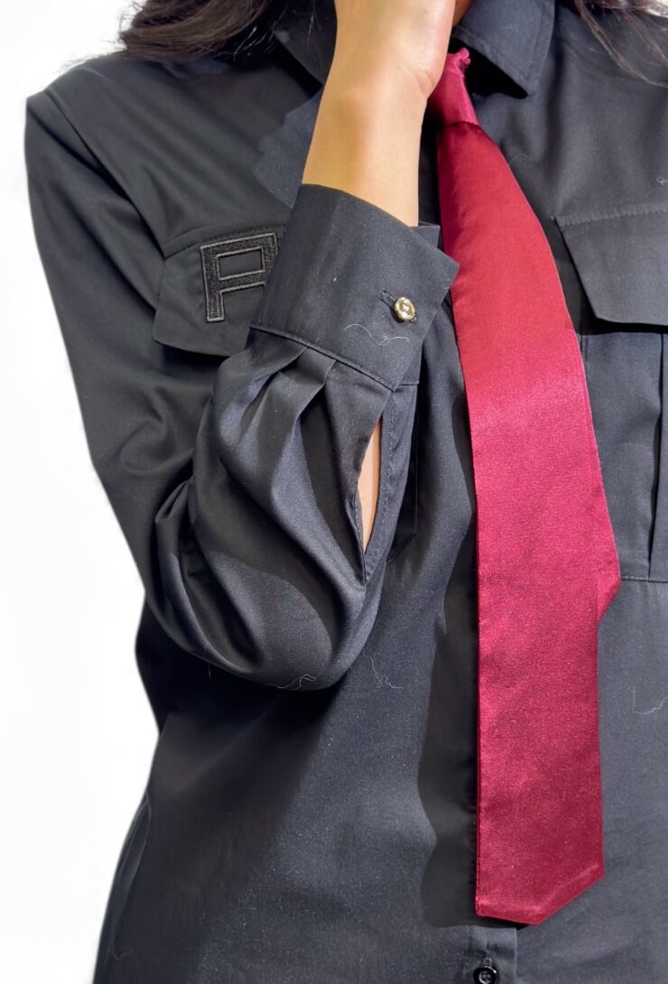 Czarna koszula z bordowym krawatem Artigli ACCA003447 - obrazek 4