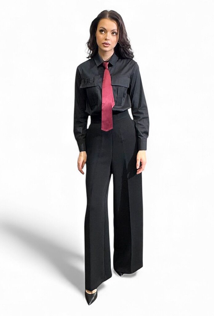 Czarna koszula z bordowym krawatem Artigli ACCA003447