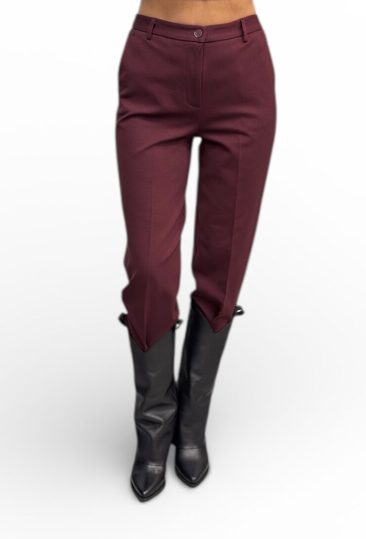 Bordowe spodnie damskie z materiału VICOLO TS2082 - obrazek 2
