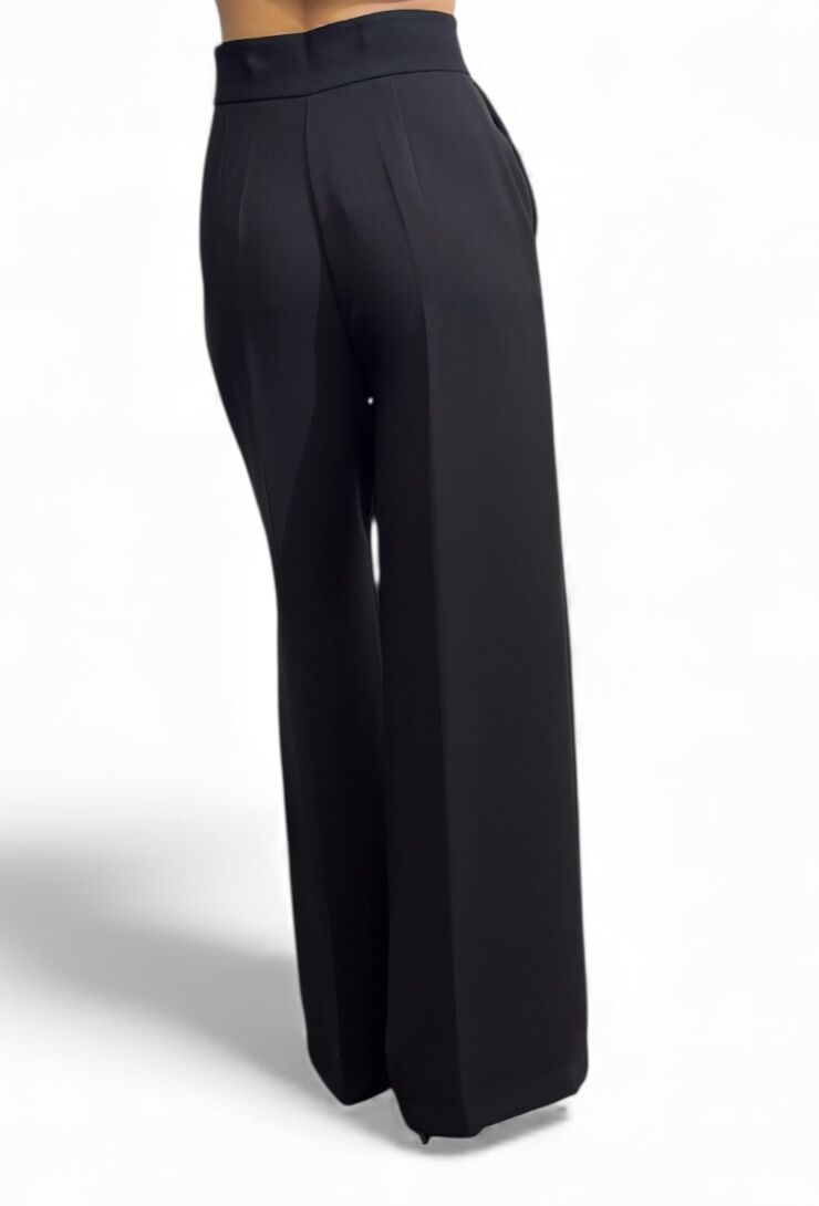 Czarne spodnie z materiału z szeroką nogawką Silence PA2214 - obrazek 2