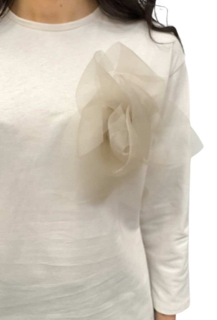 Kremowa bawełniana bluzka damska Pia B Rosone - obrazek 4