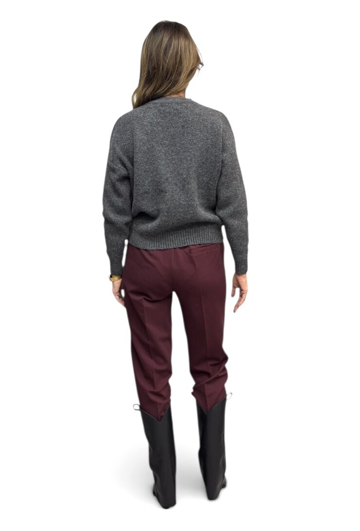 Bordowe spodnie damskie z materiału VICOLO TS2082 - obrazek 4