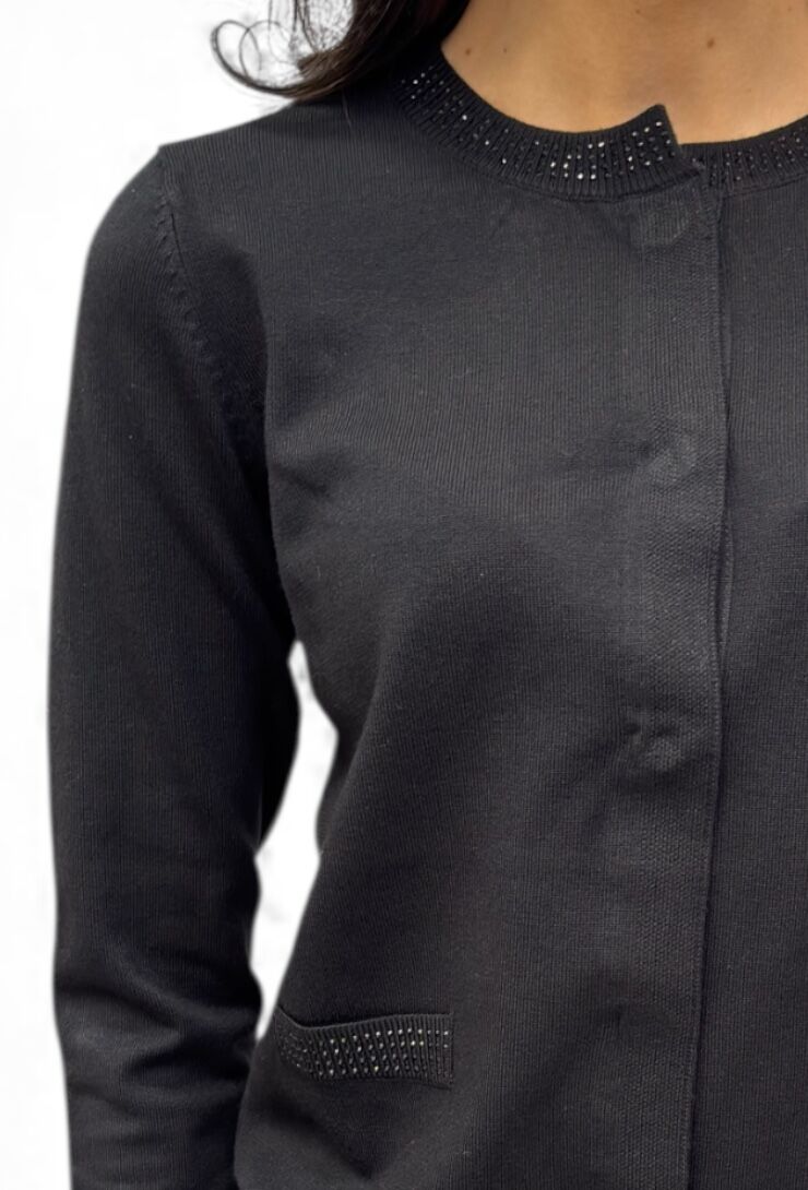 Czarny sweter kardigan zapinany na napy Artigli ACMA002875 - obrazek 5