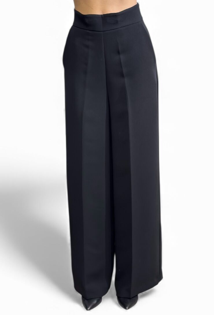 Czarne spodnie z materiału z szeroką nogawką Silence PA2214 - obrazek 5