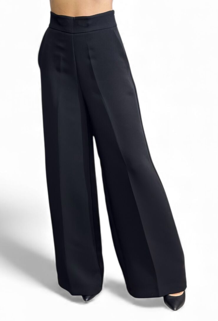 Czarne spodnie z materiału z szeroką nogawką Silence PA2214 - obrazek 4