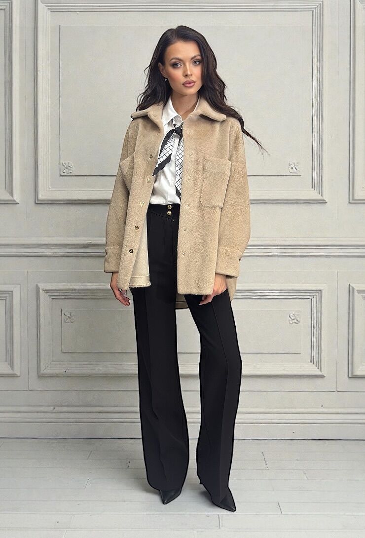 Beżowa kurtka damska kożuszek Silence GP251