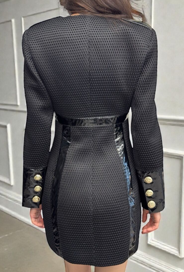 Czarna sukienka mini z paskiem Babylon RS00817 - obrazek 4