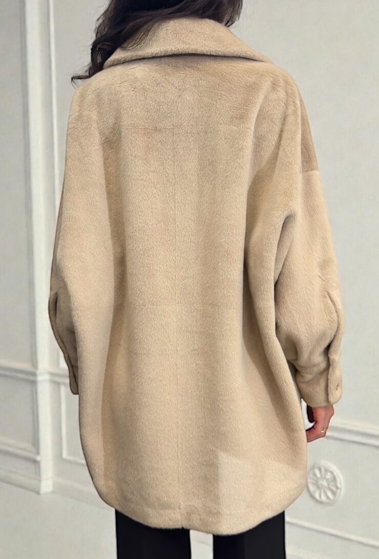 Beżowa kurtka damska kożuszek Silence GP251 - obrazek 4