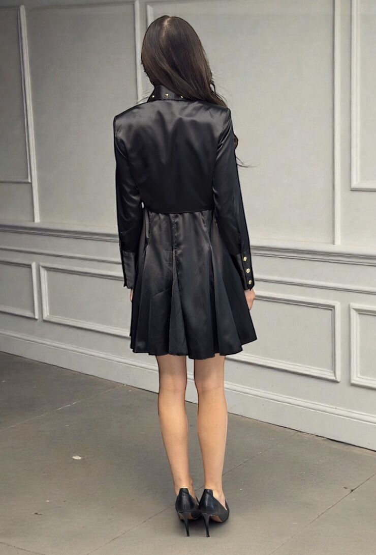 Czarna mini sukienka z połyskiem Gil Santucci 22XPT925AA - obrazek 3