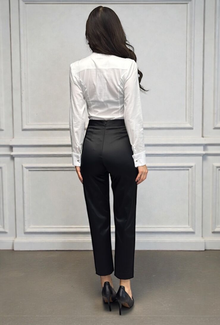 Czarne dopasowanie spodnie z materiału Siste's 03S8500T61 - obrazek 5