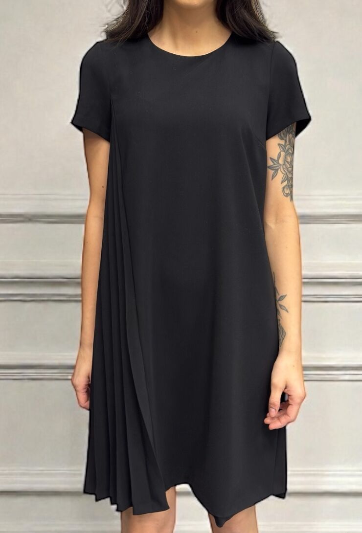 Czarna luźna sukienka z krótkim rękawem Lauren Vidal RH844 - obrazek 3