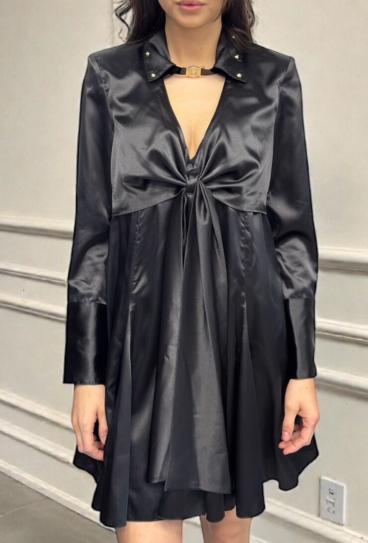 Czarna mini sukienka z połyskiem Gil Santucci 22XPT925AA - obrazek 4