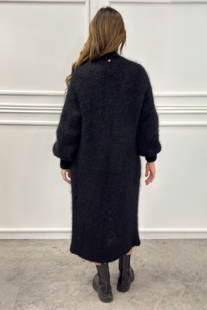 Czarny sweter długi kardigan z moherem Souvenir C38L1138 - obrazek 2
